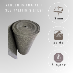 7mm -700 gr/m2 Yerden Isıtma Altı Ses Yalıtım Şiltesi Polyester Elyaf Keçe