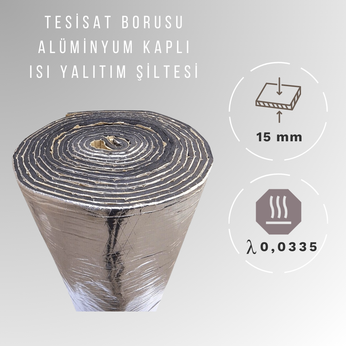 15mm Alüminyum Kaplı Isı Yalıtım Şiltesi